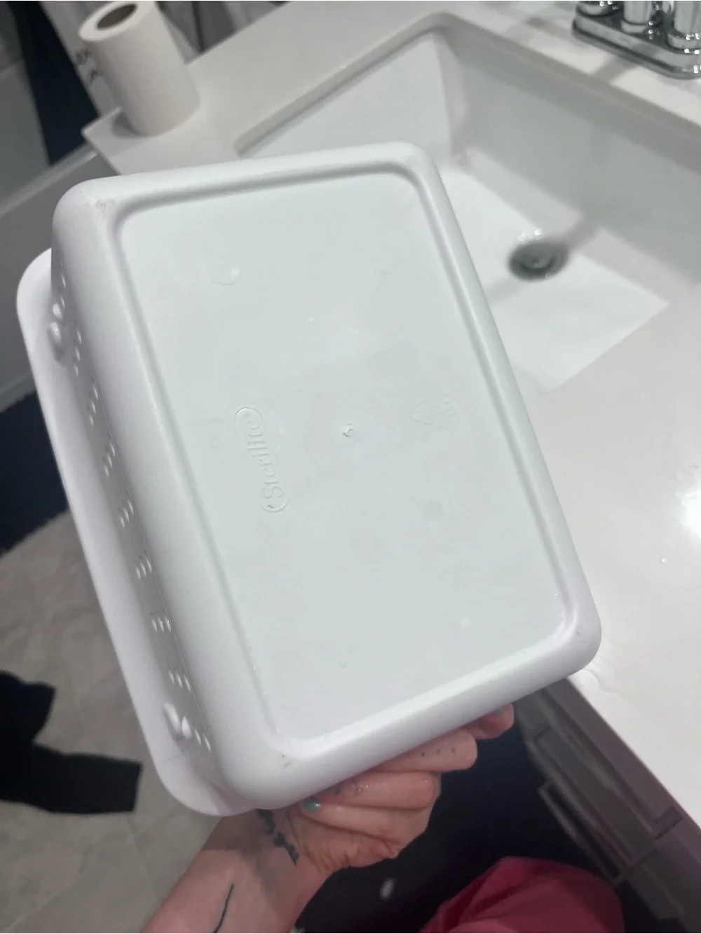 White and Gray Plastic Storage Bin - Home Organization